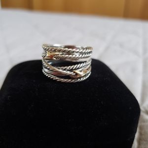David Yurman Double X Crossover Ring with 18k Gold